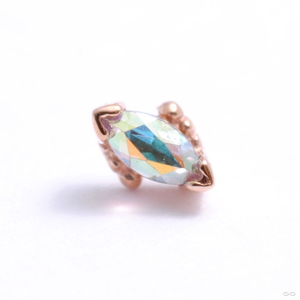 BVLA Rose Gold Beaded Marquise Mercury Mist Topaz Threadless End
